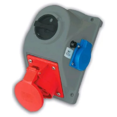 COMBO-POL 16/4 400V IP44 Toma 3P+Z con interruptor 0-1 + toma 230V