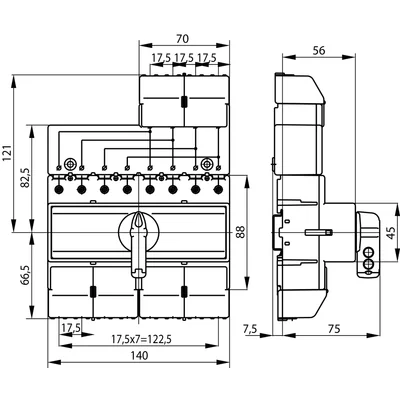 Commutateur de source d'alimentation 80A 4 pôles pour bouton externe