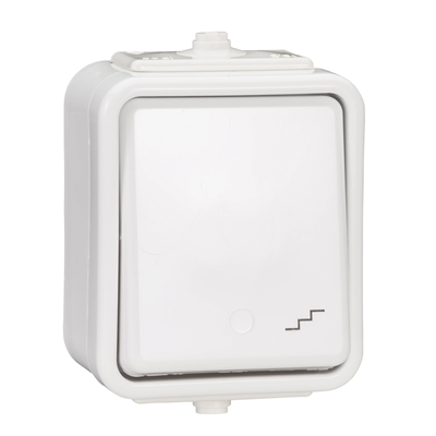 Commutateur d'escalier, IP44, blanc