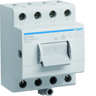 Compact switch disconnector 63A 4-pole with additional clamp