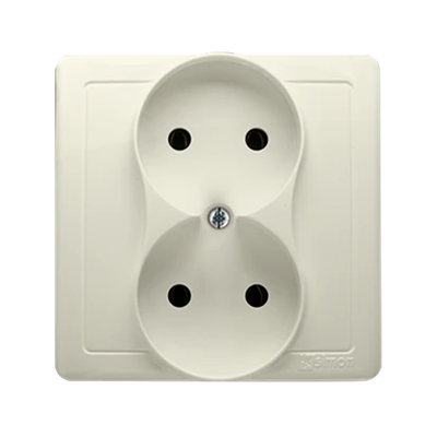 Complete double socket-outlet 230V, beige