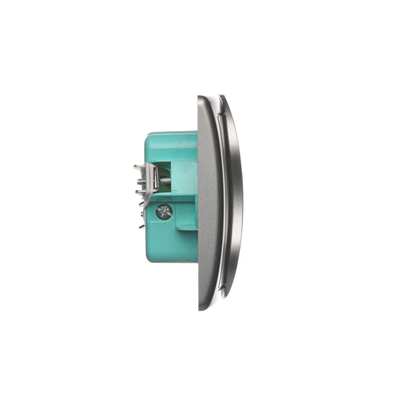 Complete double socket-outlet 230V, metallic satin