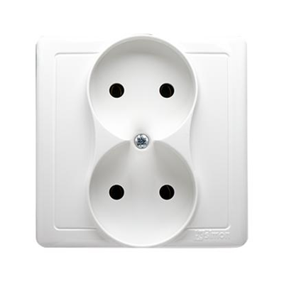 Complete double socket-outlet 230V, white