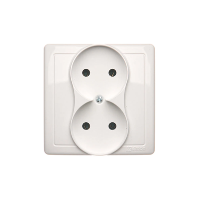 Complete double socket-outlet 230V, white