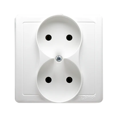 Complete double socket-outlet 230V, white