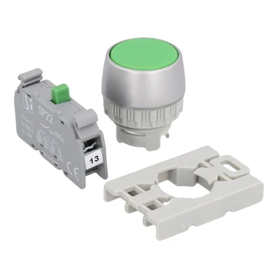 Complete push-button with a black nickel-plated closing ring