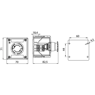 Complete single-hole cassette with push-button B with signal path, 1 M20 grommet