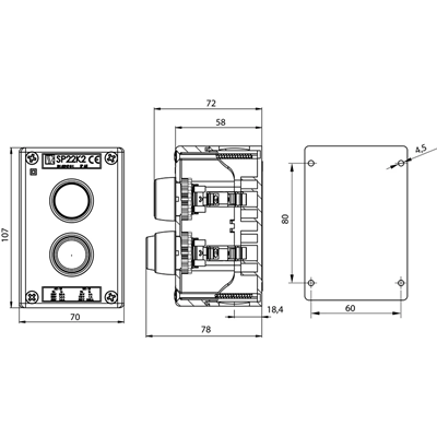 Complete two-hole cassette with KZ drive, 1 M20 bushing