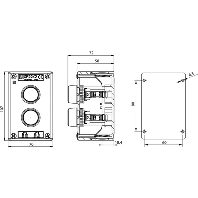 Complete two-hole cassette with KZ, KC drive and 2 M20 bushings
