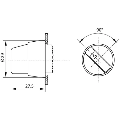 Complete two-position rotary drive with a yellow tongue