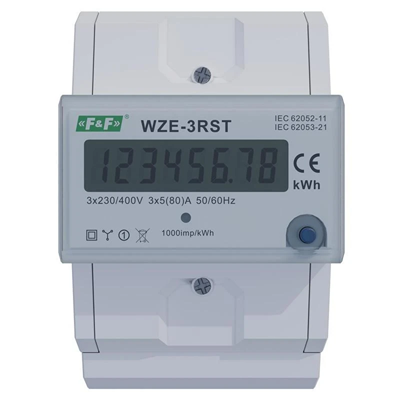 Compteur de consommation d'énergie triphasé 80A avec fonction RESET