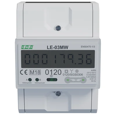 Compteur d'électricité à double tarif, triphasé, bidirectionnel avec Modbus RTU, pour mesure directe