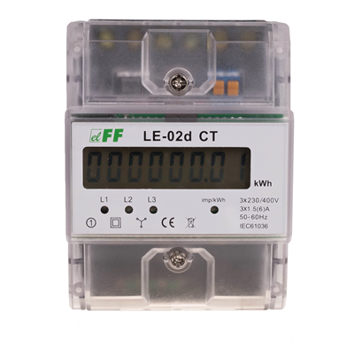 Compteur d'électricité - affichage LCD triphasé avec rapport de démultiplication programmable