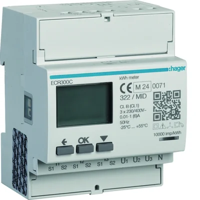 Compteur d'énergie électrique triphasé agardio.measure, transformateur 1-5 A 4 M, Modbus, MID