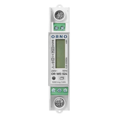 Compteur électrique monophasé bidirectionnel, 100 A, MID, 1 module, DIN TH-35 mm