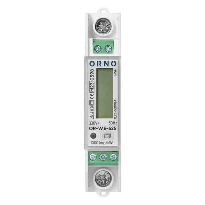 Compteur électrique monophasé bidirectionnel, 100 A, port RS-485, MID, 1 module, DIN TH-35 mm