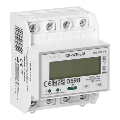 Compteur électrique triphasé, 100 A, MID, 4 modules, DIN TH-35 mm