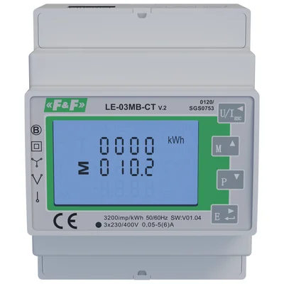 Compteur indirect bidirectionnel triphasé, semi-indirect, M-BUS, 100(5)A ; MILIEU