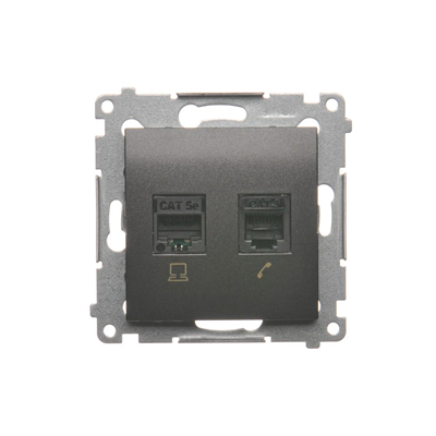 Computer socket RJ45 cat. 5e + RJ12 (module) anthracite (metallic)