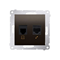 Computer socket RJ45 cat. 5e + RJ12 (module) brown matt metallic