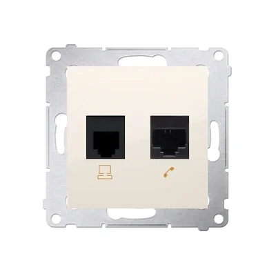 Computer socket RJ45 cat. 5e + RJ12 (module) cream