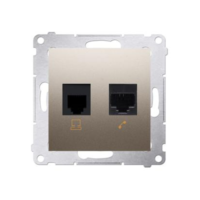 Computer socket RJ45 cat. 5e + RJ12 (module) gold (metallic)