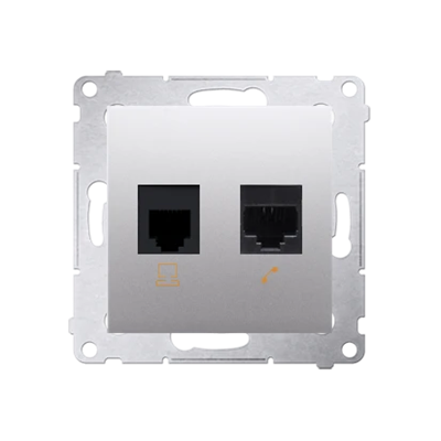 Computer socket RJ45 cat. 5e + RJ12 (module) silver (metallic)