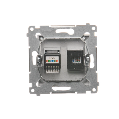 Computer socket RJ45 cat. 5e + RJ12 (module) silver (metallic)