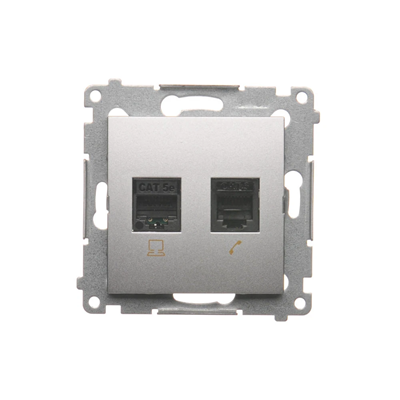 Computer socket RJ45 cat. 5e + RJ12 (module) silver (metallic)