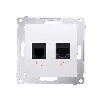 Computer socket RJ45 cat. 5e + RJ12 (module) white