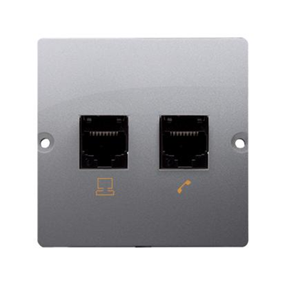 Computer socket RJ45 cat.5e + RJ11 (module) inox (metallic)