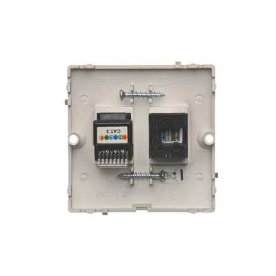 Computer socket RJ45 cat.5e + RJ11 (module) inox (metallic)