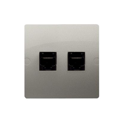 Computer socket RJ45 cat.5e + RJ11 (module) satin (metallic)