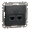 Computerbuchse 2xRJ45 cat.5e UTP, Sedna Design & Elements, Schwarz Anthrazit