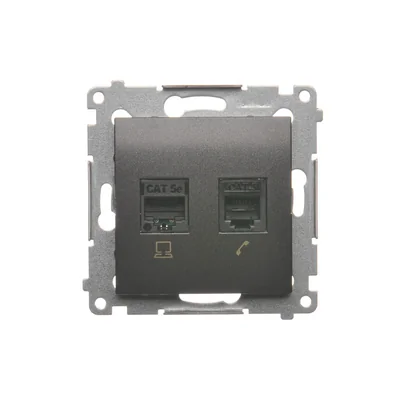 Computersteckdose RJ45 Kat. 5e + RJ12 (Modul) Anthrazit (Metallic)