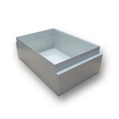 concrete plate housing for EM/FLB-SCF320PP floor box; embossed holes for cable entry, dimensions (W x L x D) 225x358x82 mm, powder-coated metal, weight 1.9 kg