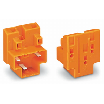 Conector de 3 vías 2,5 mm² 2xL, 1xPE naranja