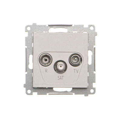 Conector de antena Simon 55 WMDA-021006-143 R-TV-SAT, de paso, 7 dB (módulo). 1 entrada: 5 MHz ÷ 2,4 GHz; aluminio mate.