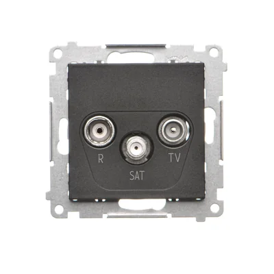 Conector de antena Simon 55 WMDA-021006-149 R-TV-SAT, de paso, 7 dB (módulo). 1 entrada: 5 MHz ÷ 2,4 GHz; Negro mate