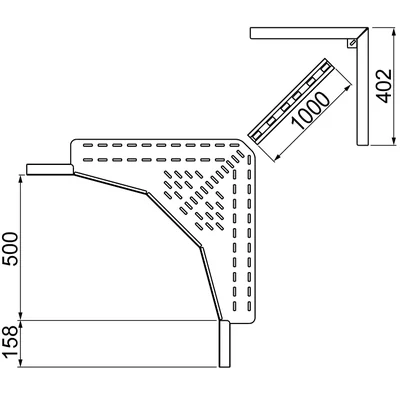 Conector de escalera galvanizado, altura 100 mm.