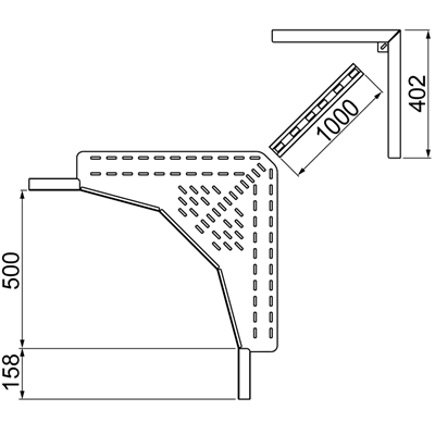 Conector de escalera galvanizado, altura 110 mm.