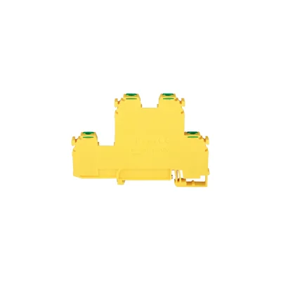Conector de riel de protección de 4 hilos y 2 niveles con cuatro terminales, rutas de corriente puenteadas para montaje en riel de 4 mm², amarillo-verde V0 ZUG-21PE A00-AA3Z