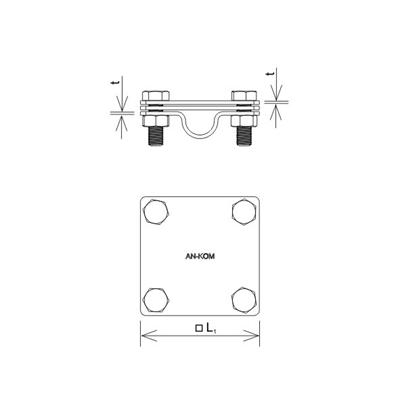 Conector de tierra 3 placas, B=40x5 fi 18 mm, galvanizado en caliente