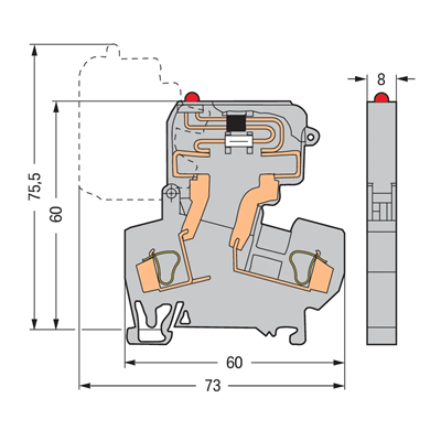 Conector fusible 4mm² gris