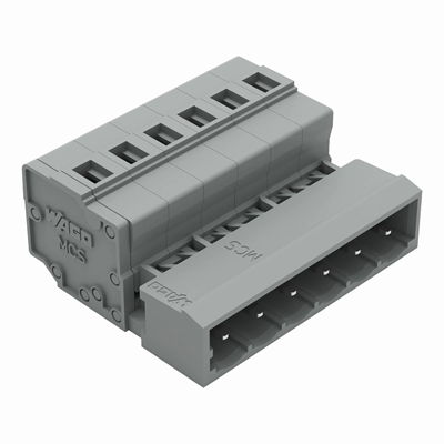 Conector hembra con clavija, paso de 5 mm, 6 vías