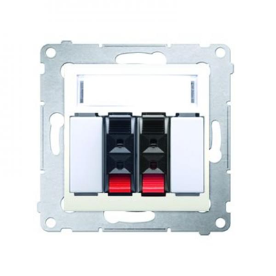 Conector hembra de altavoz de 2 vías con campo rotulado (módulo), crema