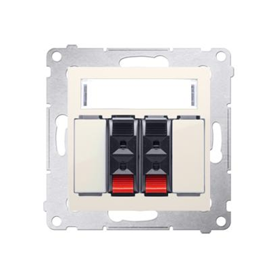 Conector hembra de altavoz de 2 vías con campo rotulado (módulo), crema