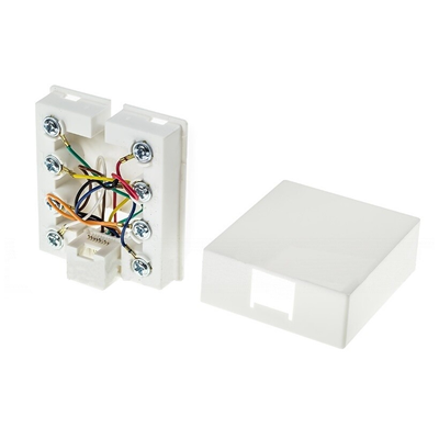 Conector hembra RJ45 de superficie, blanco