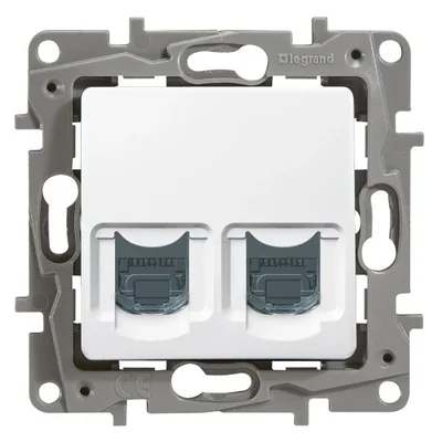 Conector hembra RJ45 doble STP, categoría 6, blanco