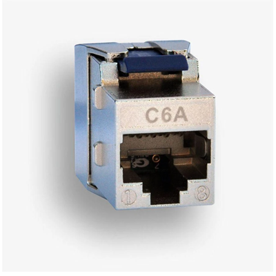 Conector hembra RJ45 STP 6A, sin herramientas, delgado, apantallado, azul